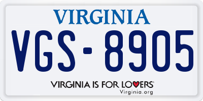VA license plate VGS8905