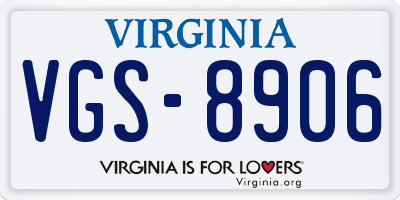VA license plate VGS8906