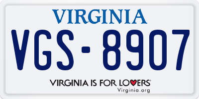 VA license plate VGS8907