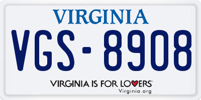 VA license plate VGS8908