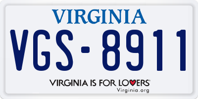 VA license plate VGS8911