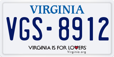 VA license plate VGS8912