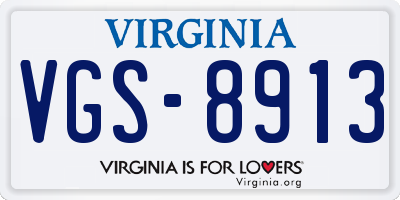 VA license plate VGS8913