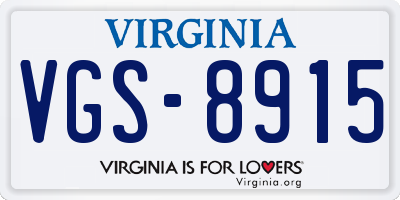 VA license plate VGS8915