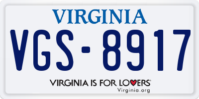 VA license plate VGS8917