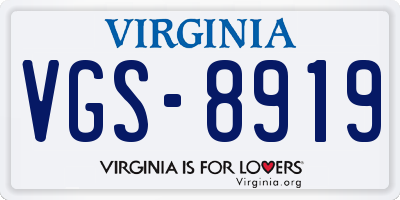 VA license plate VGS8919