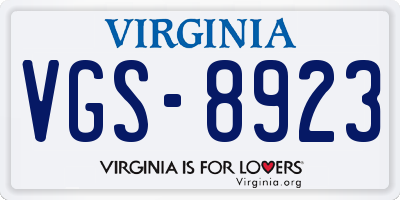 VA license plate VGS8923