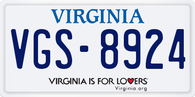 VA license plate VGS8924