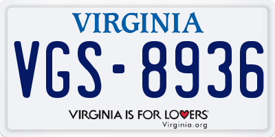VA license plate VGS8936