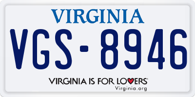 VA license plate VGS8946