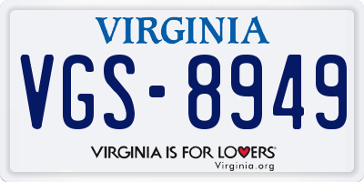 VA license plate VGS8949