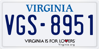 VA license plate VGS8951