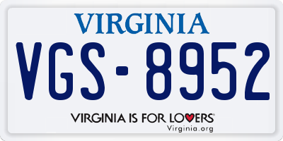 VA license plate VGS8952