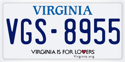 VA license plate VGS8955