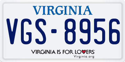 VA license plate VGS8956