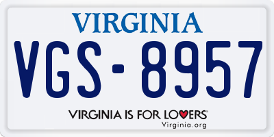 VA license plate VGS8957