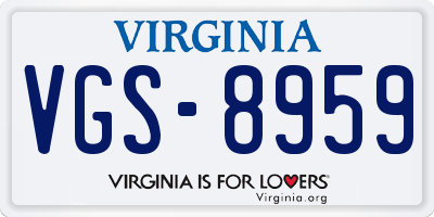 VA license plate VGS8959