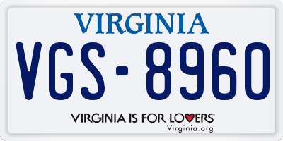VA license plate VGS8960