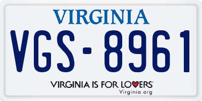 VA license plate VGS8961