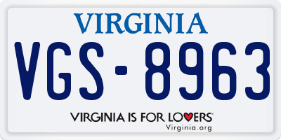 VA license plate VGS8963