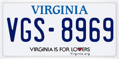VA license plate VGS8969