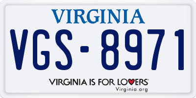 VA license plate VGS8971