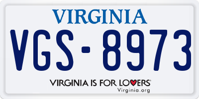 VA license plate VGS8973