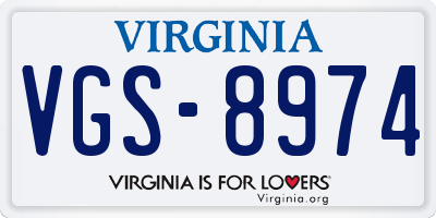VA license plate VGS8974