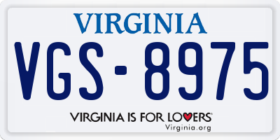 VA license plate VGS8975