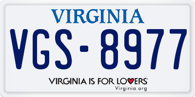 VA license plate VGS8977