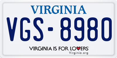 VA license plate VGS8980