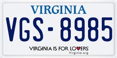 VA license plate VGS8985