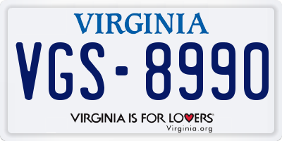 VA license plate VGS8990