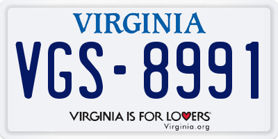 VA license plate VGS8991