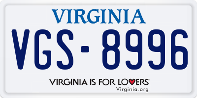 VA license plate VGS8996