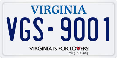 VA license plate VGS9001
