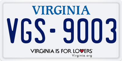 VA license plate VGS9003
