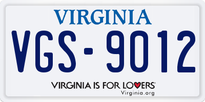 VA license plate VGS9012