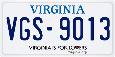 VA license plate VGS9013