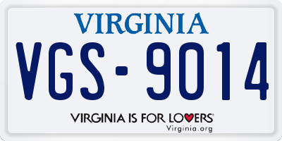 VA license plate VGS9014