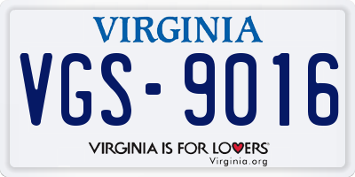 VA license plate VGS9016