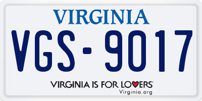 VA license plate VGS9017