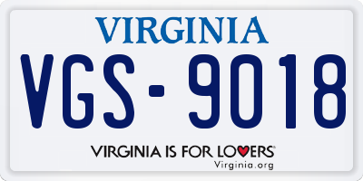VA license plate VGS9018