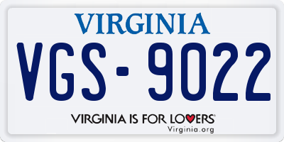 VA license plate VGS9022