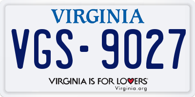 VA license plate VGS9027