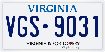 VA license plate VGS9031