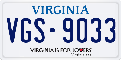 VA license plate VGS9033