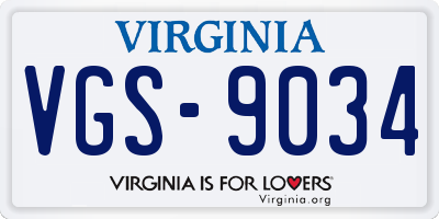 VA license plate VGS9034
