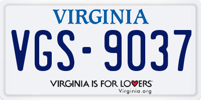VA license plate VGS9037
