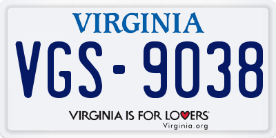VA license plate VGS9038
